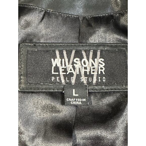 Wilson’s Genuine Leather Women’s Sz L Pelle Studio Black Blazer Jacket Coat - Picture 13 of 16